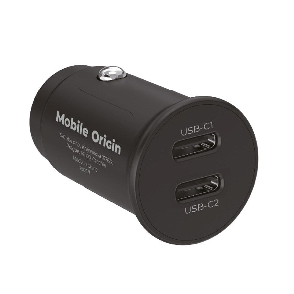 Mobile Origin 30W Bilopladdare m. 2 x USB-C – Svart
