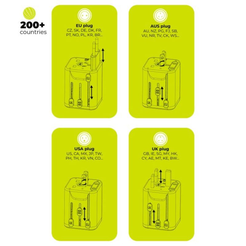 Mobile Origin 30W Universell Reseadapter EU/UK/US/AUS - Vit
