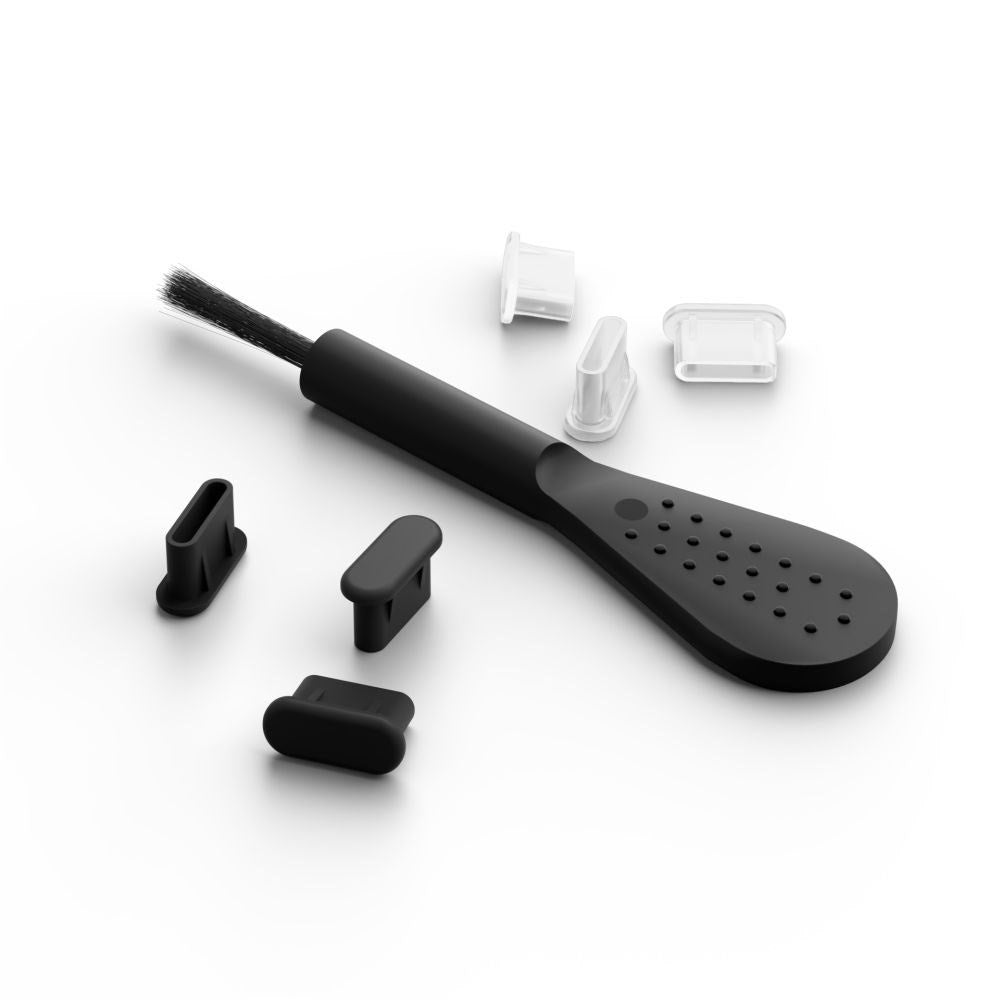 Mobile Origin Set m. 1x Rengöringsborste & 6x USB-C Dammskydd - Svart / Vit