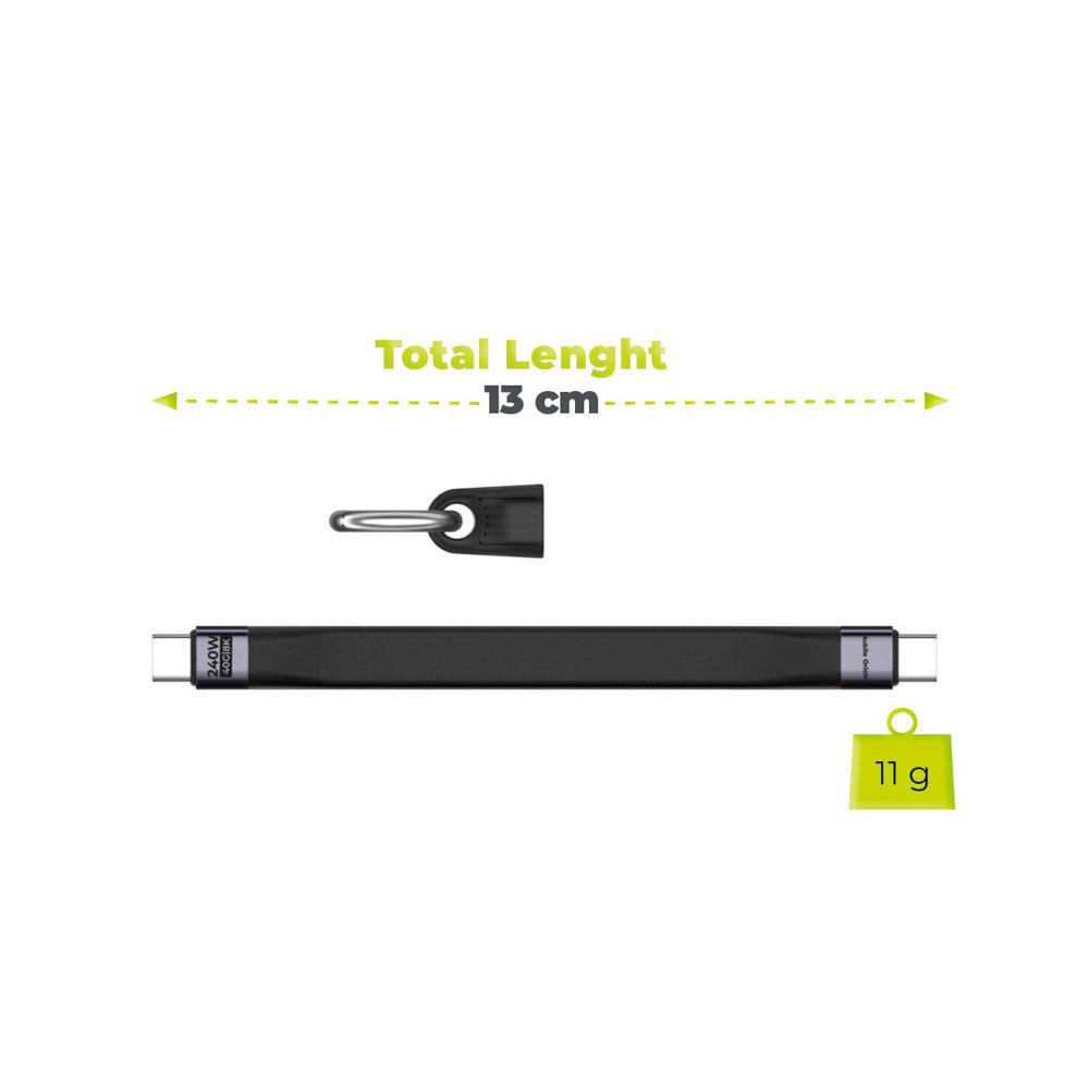 Mobile Origin 240W USB-C till USB-C Nyckelringskabel - 13cm - Svart