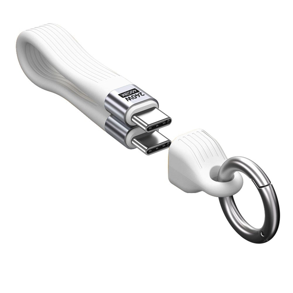 Mobile Origin 240W USB-C till USB-C Nyckelringskabel - 13cm - Vit