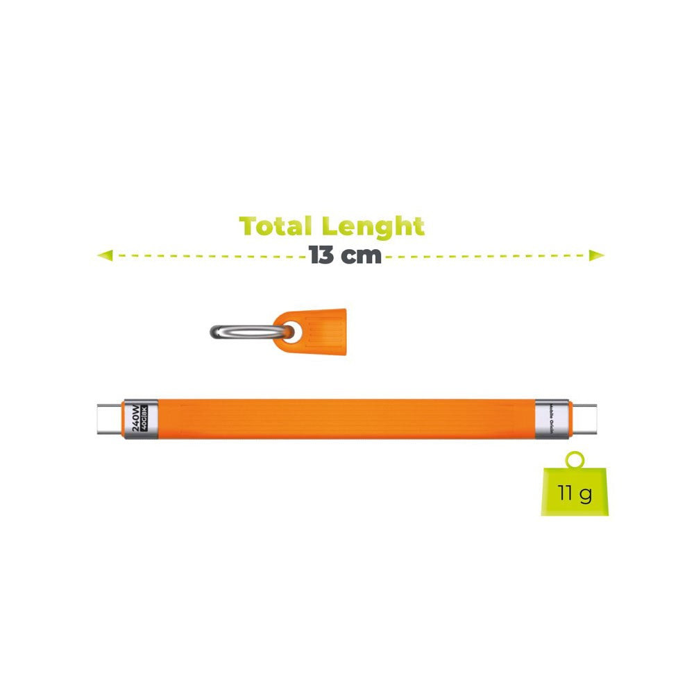Mobile Origin 240W USB-C till USB-C Nyckelringskabel - 13cm - Orange