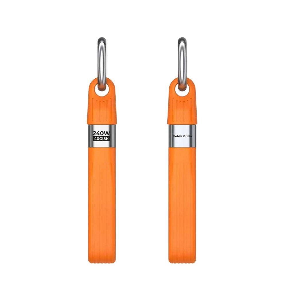 Mobile Origin 240W USB-C till USB-C Nyckelringskabel - 13cm - Orange