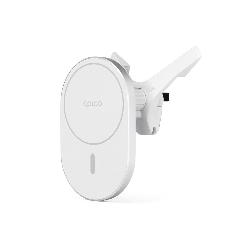 Epico Magnetisk Mobiltelefonhållare för Bil med 15W Trådlös Laddning & 18W Billaddare - MagSafe-Kompatibel - Vit
