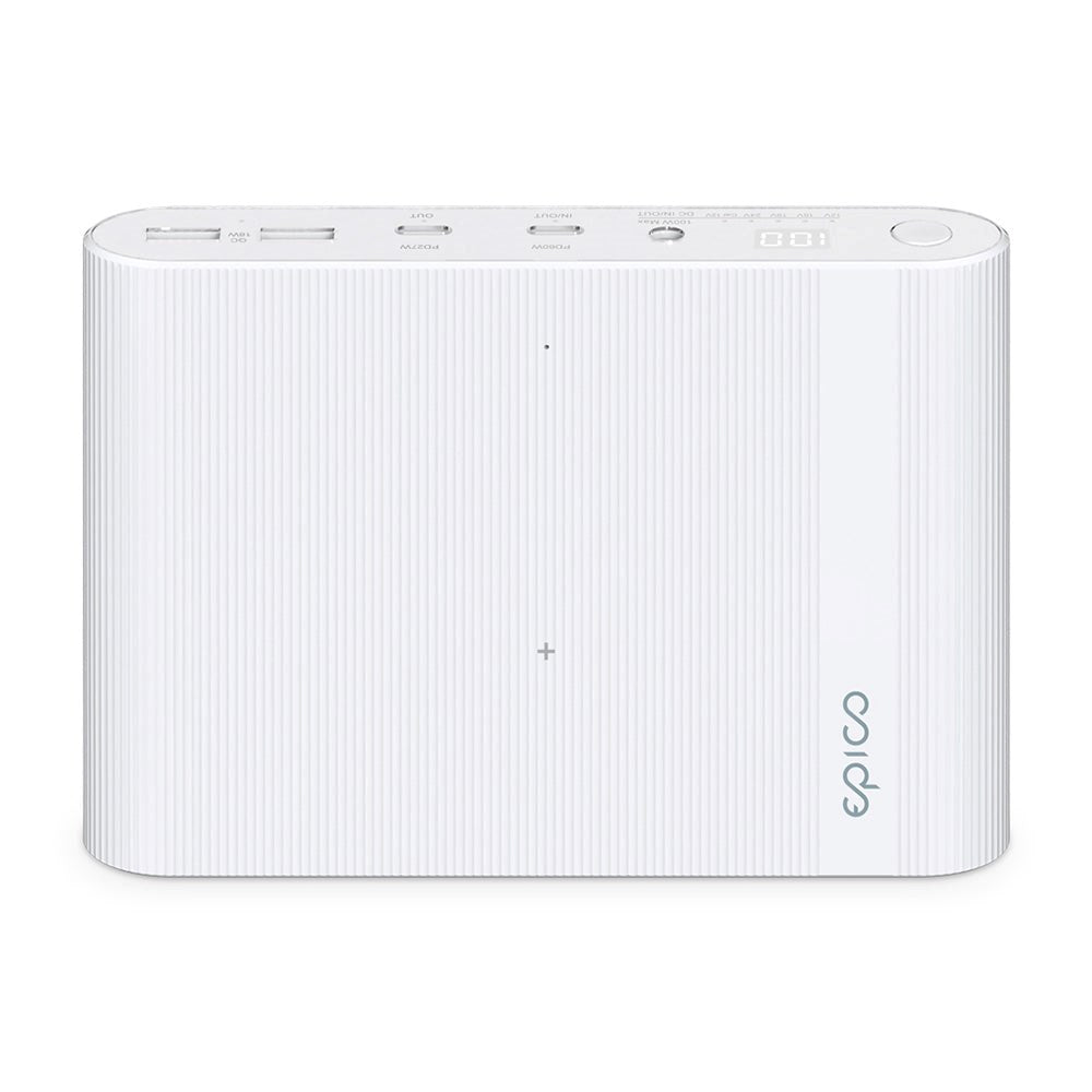 Epico Multi Powerbank med USB-C, USB-A, DC + Billaddare - 26 800 mAh - Vit