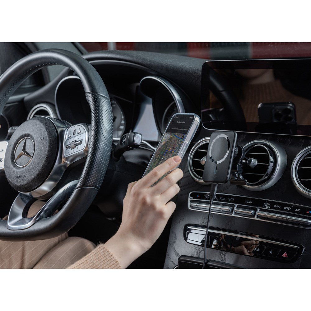 Epico Magnetic Mobiltelefonhållare för Bil med 7,5W Trådlös Laddning - MagSafe-Kompatibel - Svart