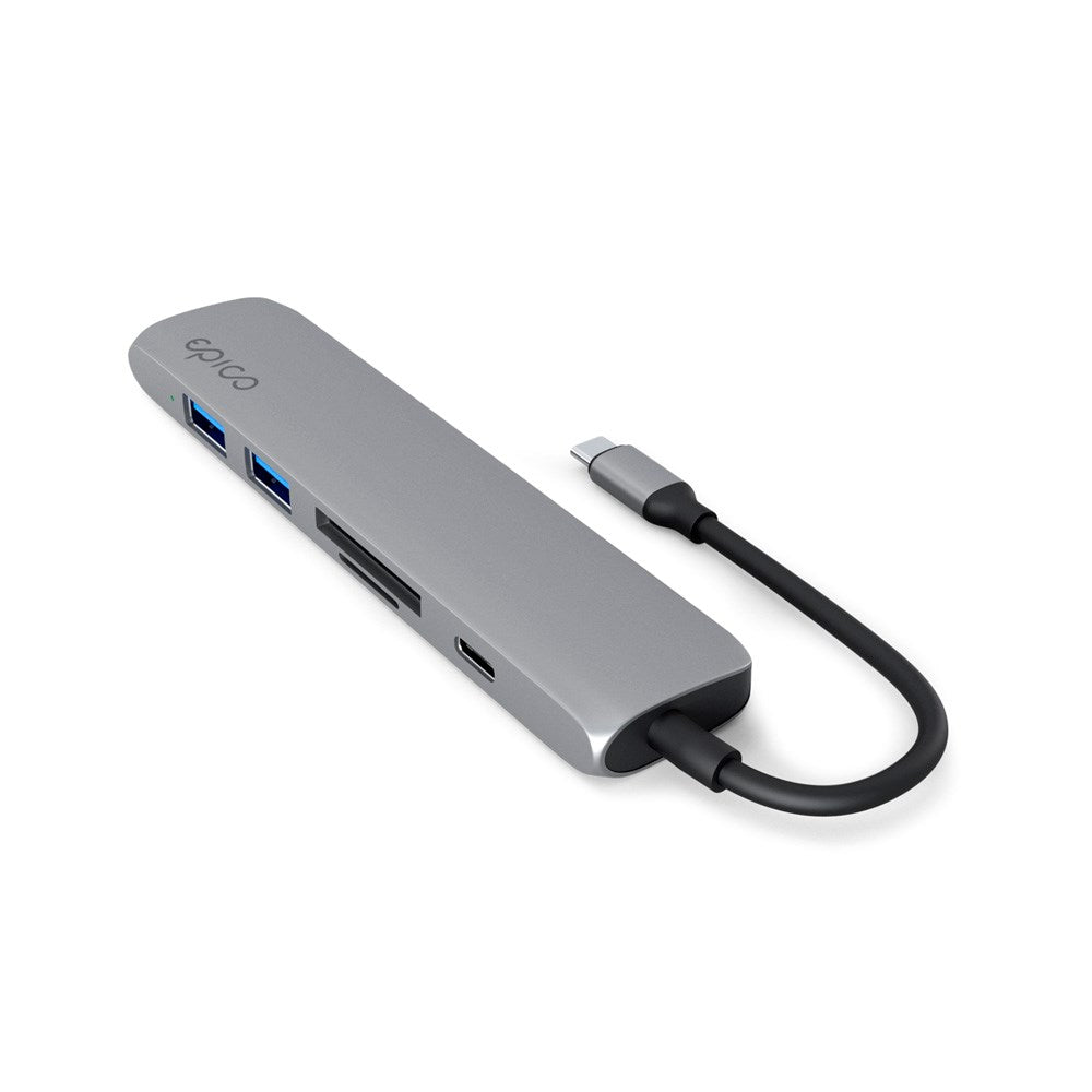 Epico 6-i-1 USB-C Adapter – Aluminium Design med 8K Oppløsning - Space Grey