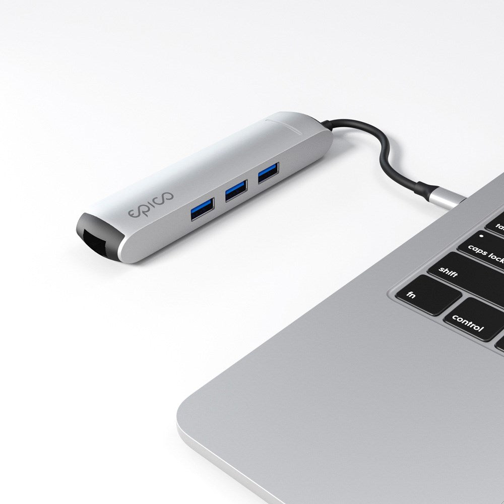 Epico 6-i-1 USB-C Adapter – Slankt Design med 8K Upplösning - Sølv