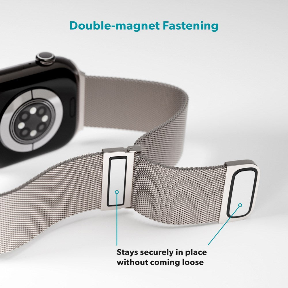 Apple Watch (38/40/SE/41/42mm) Epico Milanese+ (Plus) Rostfritt Stål Armband - Starlight