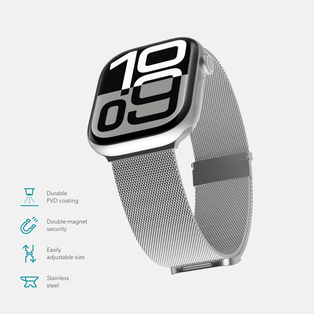 Apple Watch (38/40/SE/41/42mm) Epico Milanese+ (Plus) Rostfritt Stål Armband - Silver