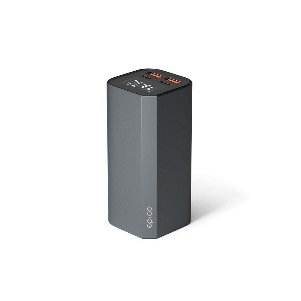 Epico 100W Aluminium Powerbank 20.000 mAh med 2 x USB-A & 2 x USB-C - Grå