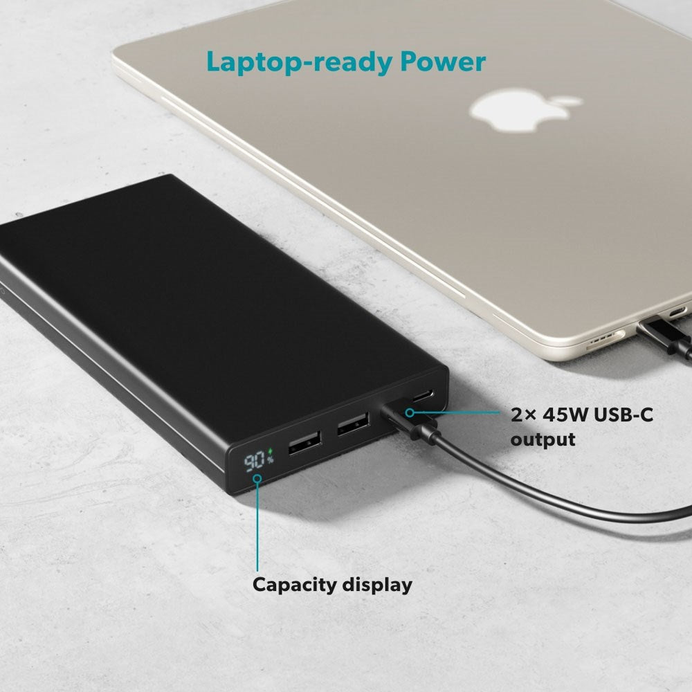 Epico 45W Power Bank 30 000 mAh med 2 x USB-A-Kontakter 2 x USB-C-Kontakter 1 x USB-C-Kabel - Svart