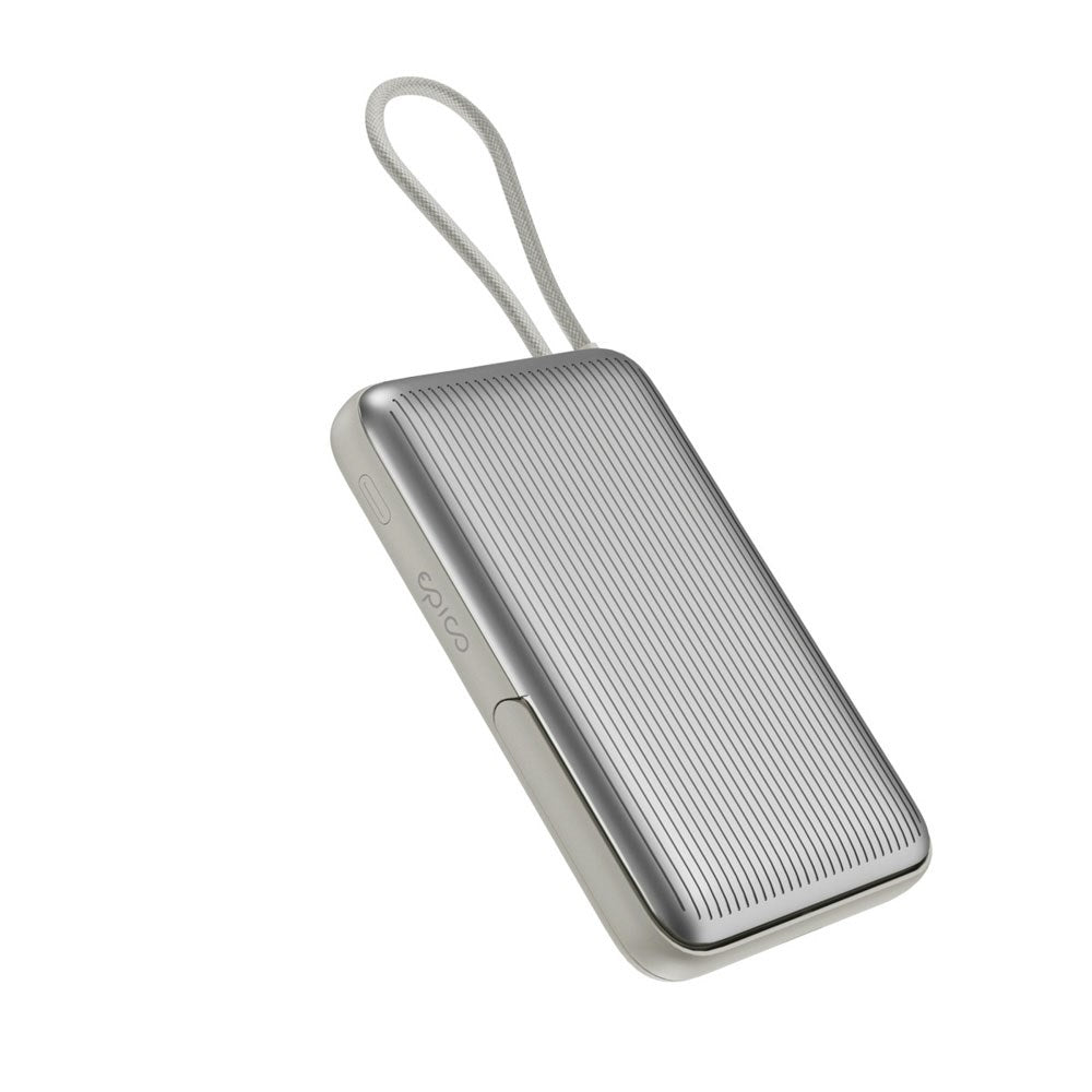 Epico UltraPack 15W Power Bank 10 000 mAh med Utdragbar USB-C Kabel och Stativfunktion - MagSafe / Qi2 Kompatibel - Grå