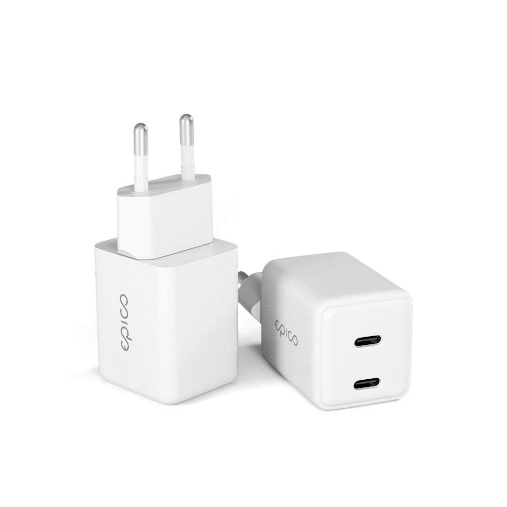 Epico UltraBoost GaN 35W Väggladdare m. 2x USB-C - Vit