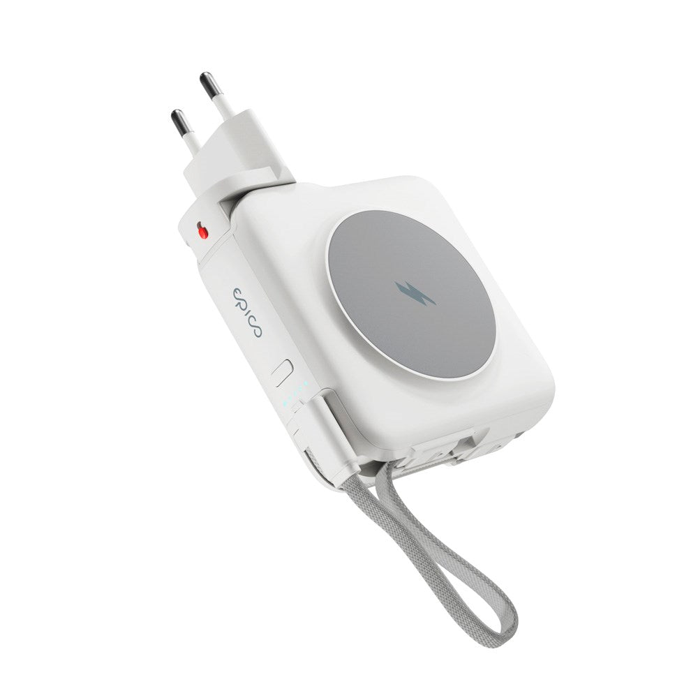 Epico UltraPack Mag+ 3-i-1 Rese PowerBank 10.000 mAh - MagSafe Kompatibel - Vit