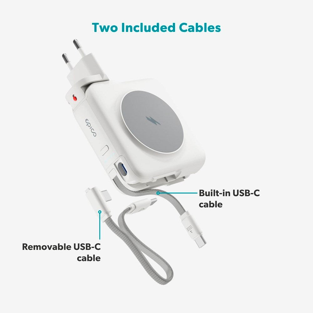 Epico UltraPack Mag+ 3-i-1 Rese PowerBank 10.000 mAh - MagSafe Kompatibel - Vit