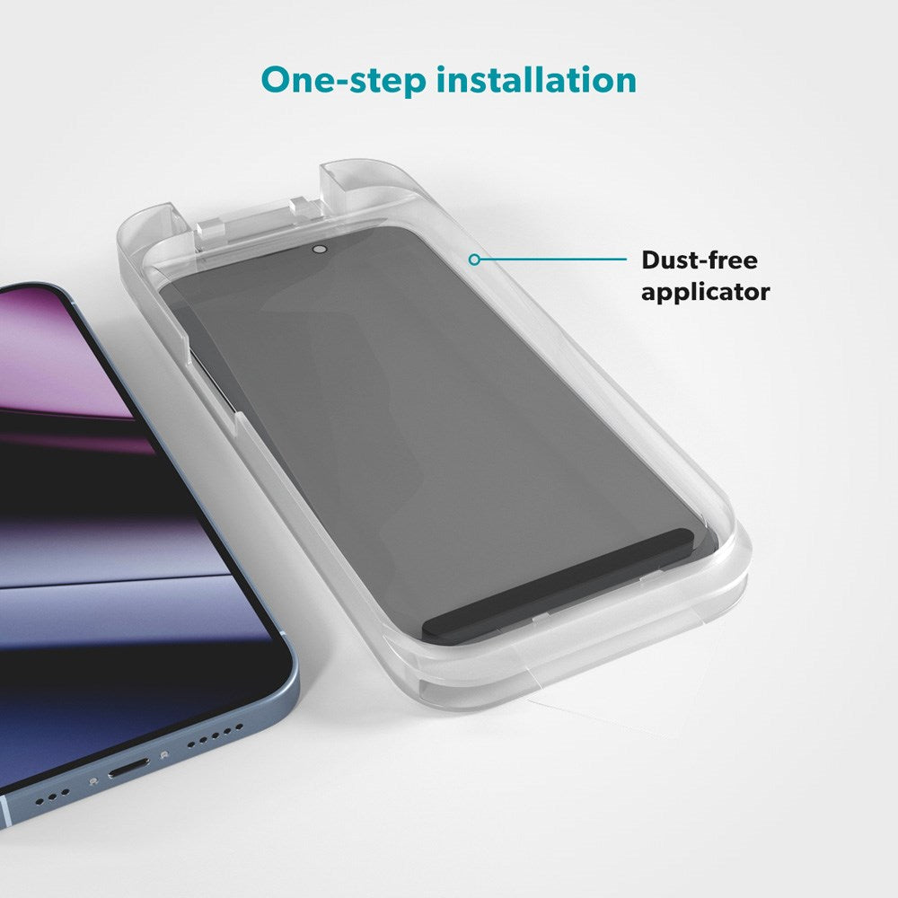 iPhone 15 Pro Epico Privacy Glass 3D Skärmskyddsglas m. Monteringsram - Genomskinlig