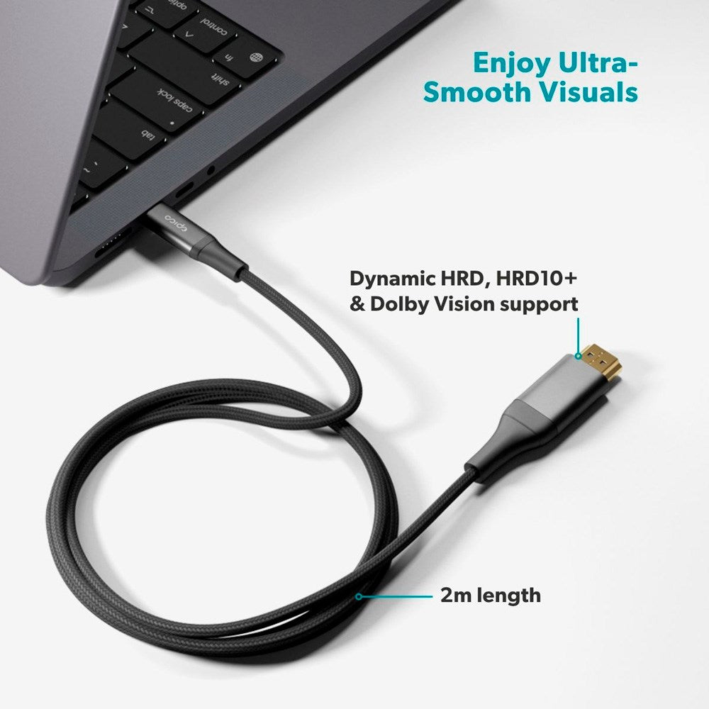 Epico UltraLink HDMI till USB-C Kabel - 2m - 8K / 60Hz - Space Grey