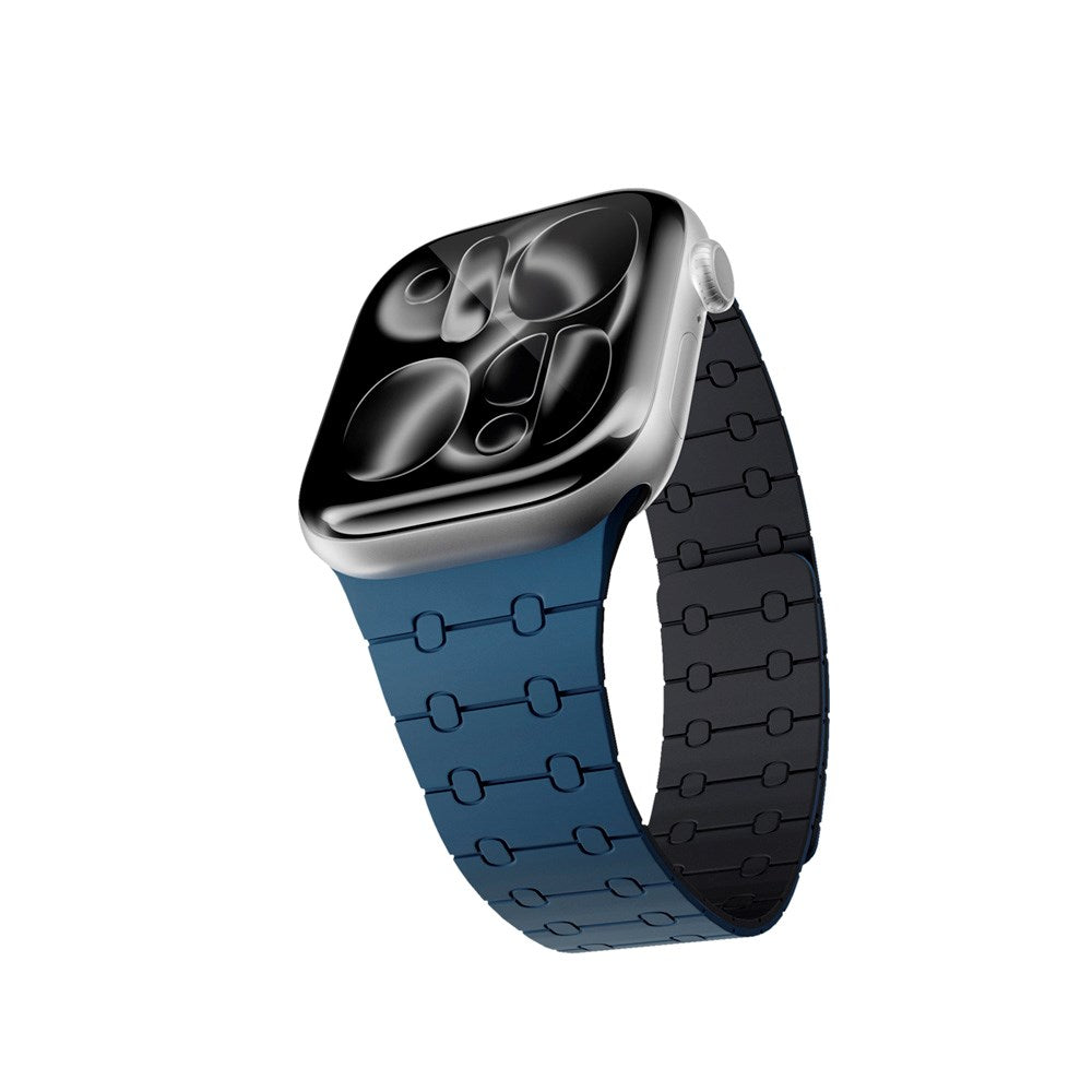 Apple Watch (38/40/SE/41/42) Epico Magnetic+ Silikone Klockarmband - Blå / Svart