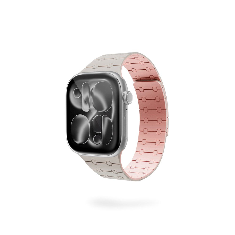 Apple Watch (42/44/SE/45/46/49) Epico Magnetic+ Silikone Klockarmband - Starlight / Rosa