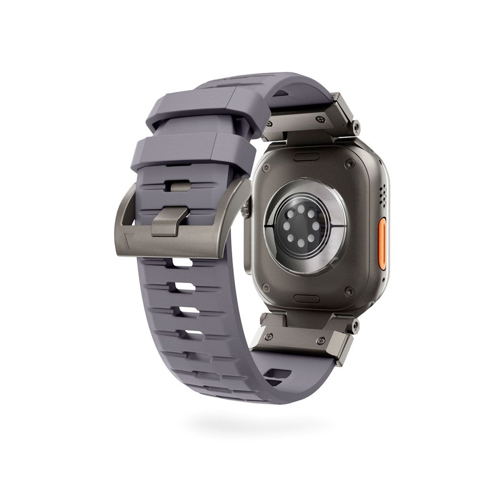 Apple Watch (42/44/SE/45/46/49) Epico Rubber Pro Klockarmband med Metallspänne - Grå