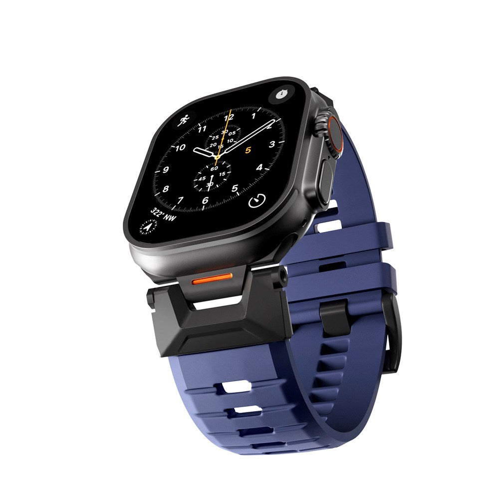 Apple Watch (42/44/SE/45/46/49) Epico Rubber Pro Klockarmband med Metallspänne - Blå