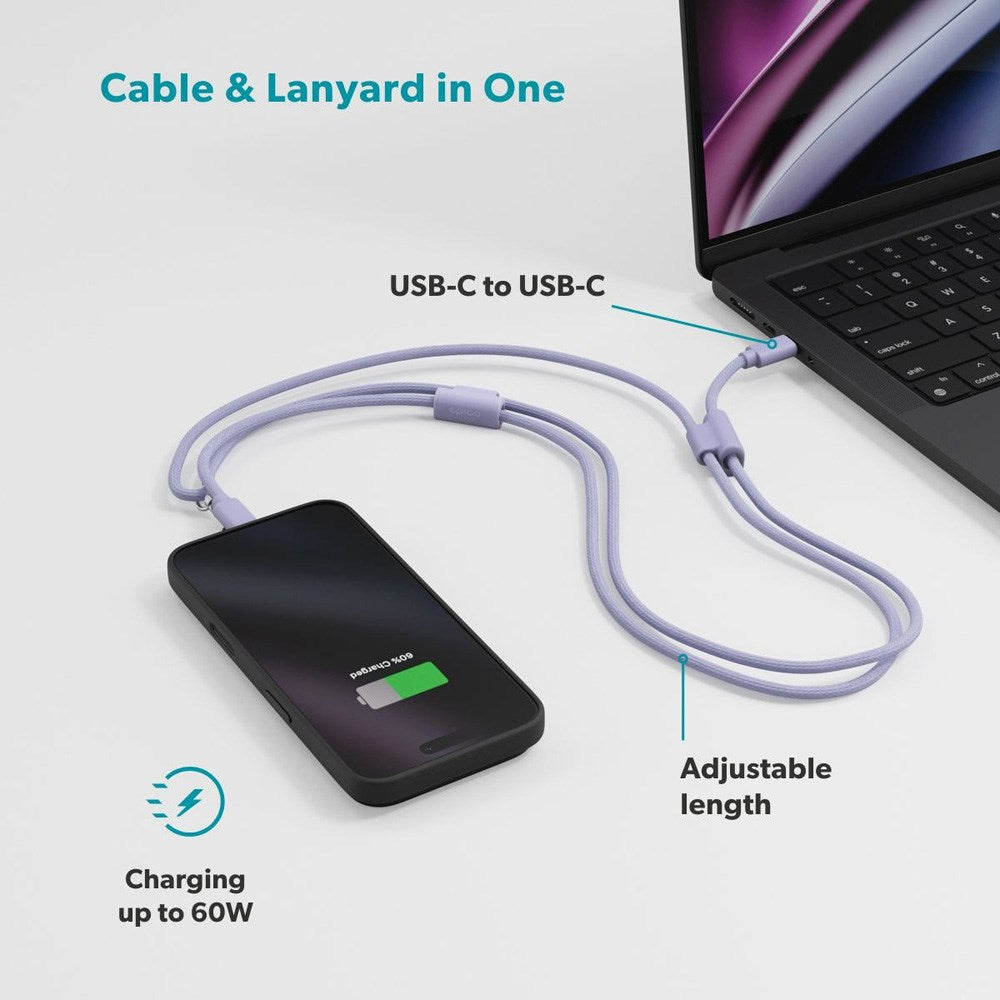 Epico Mobilrem med Inbyggd 60W USB-C till USB-C Kabel - Lila