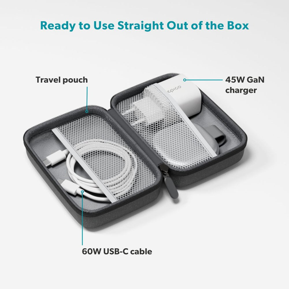 Epico UltraBase Kompakt Trådlös Laddare 25W för Smartphone / Apple Watch - MagSafe / Qi2 Kompatibel - Silver