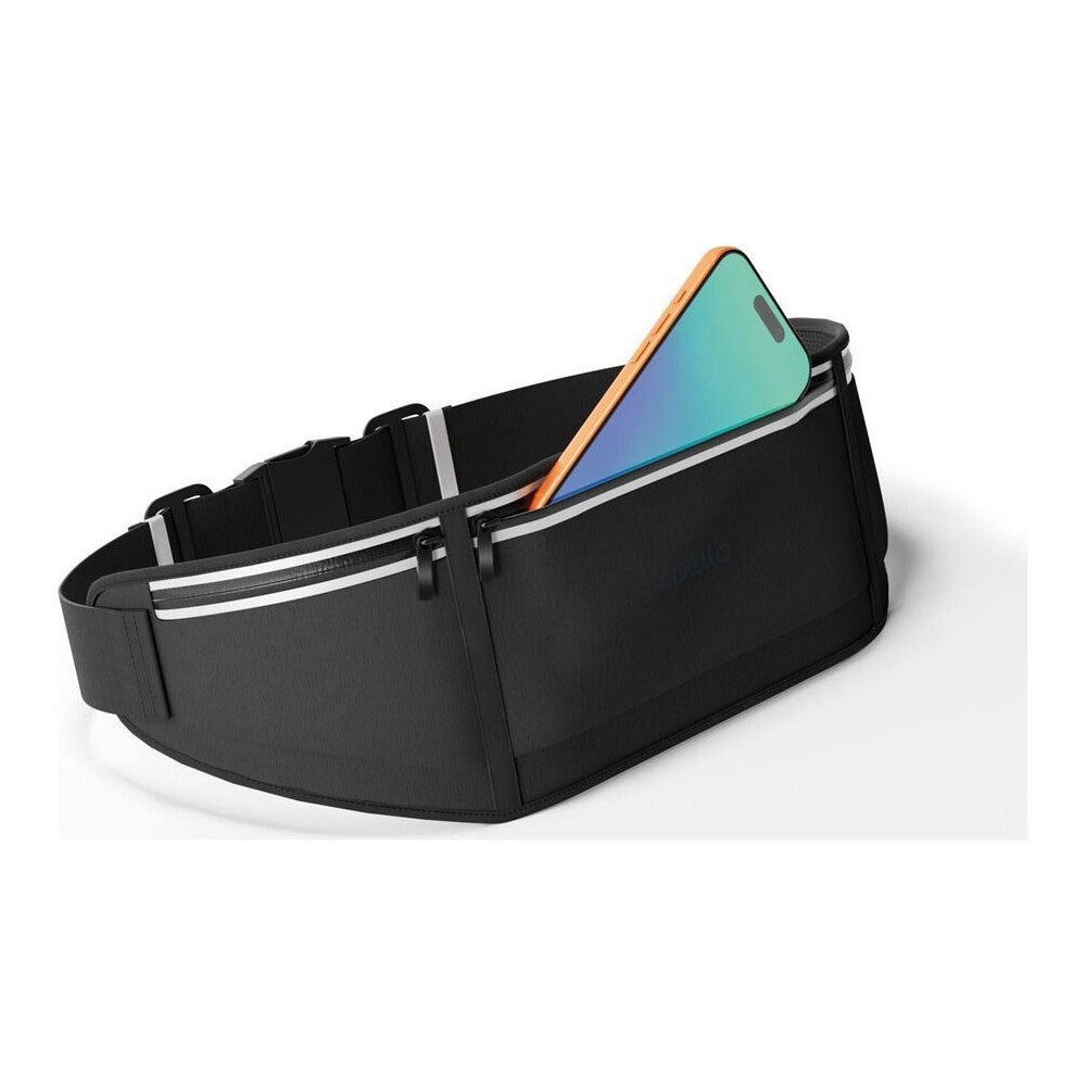 Spello Justerbart Löparbälte med 3 Fickor - Max. 18 cm - Svart