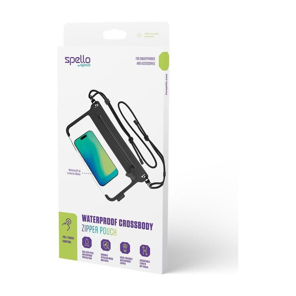 Spello Vattentätt Axelväska Universal - Max. 8,5" - Svart / Transparent