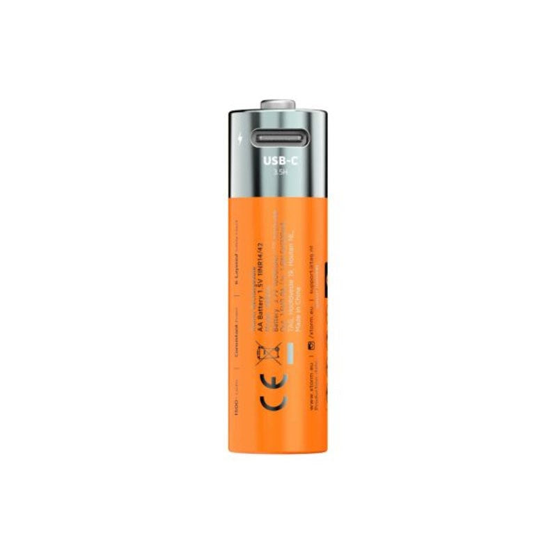 Xtorm NextGen Uppladdningsbara USB-C AA-Batterier - 4 st - Orange