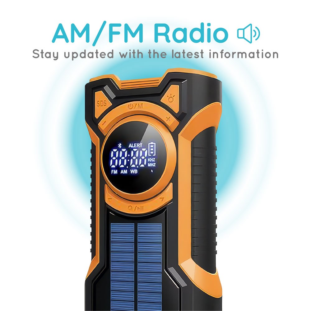 Just In Case Nödradio m. Bluetooth & 5000 mAh PowerBank - Svart / Orange