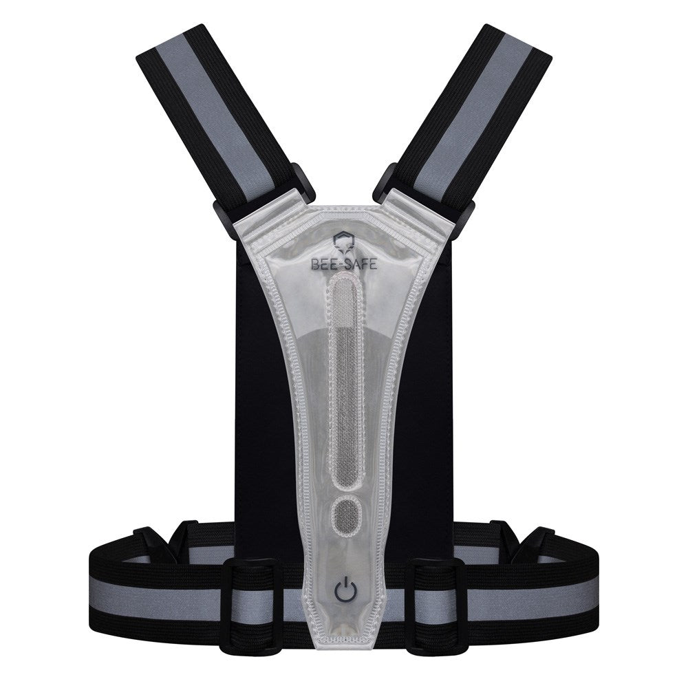 Bee-Safe Löparväst m. LED & Mobilficka - Silver
