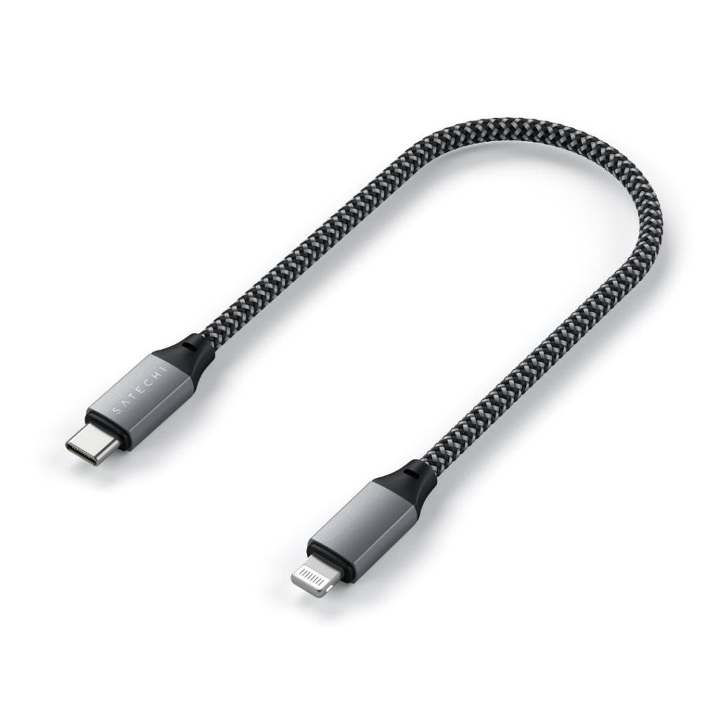 Satechi USB -C till Lightning Cable (PD) 60W - 25 cm. - Rymdgrå