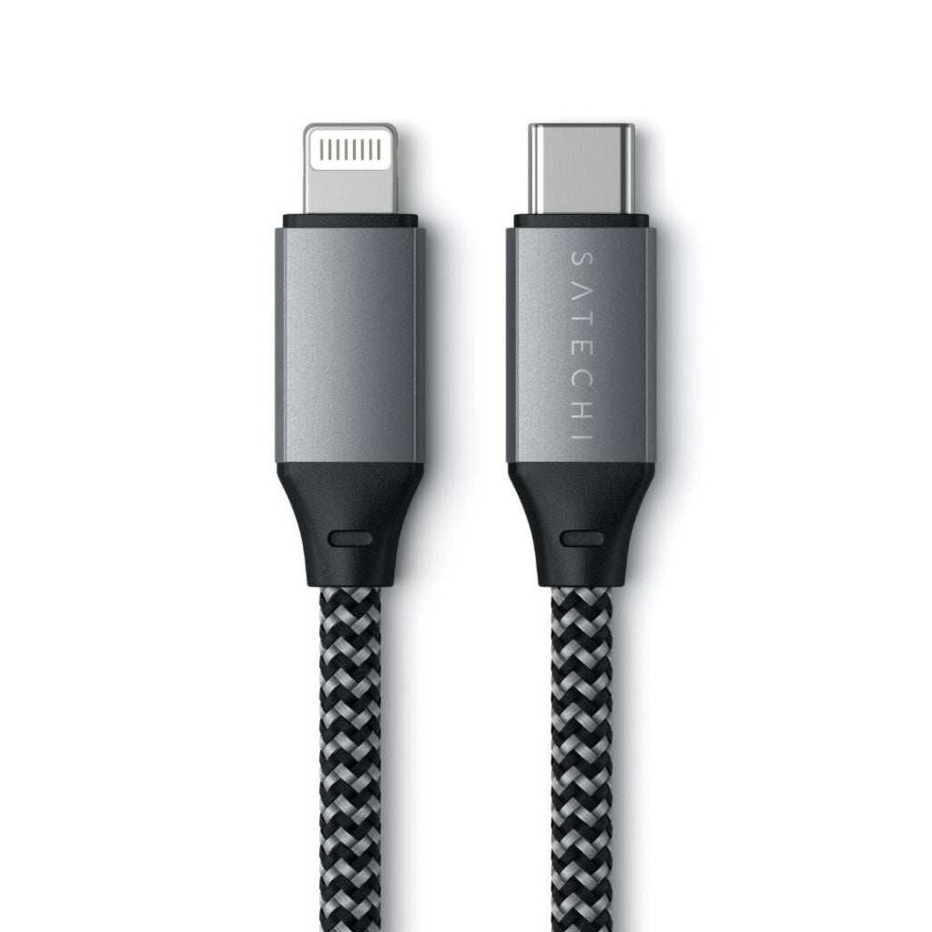 Satechi USB -C till Lightning Cable (PD) 60W - 25 cm. - Rymdgrå
