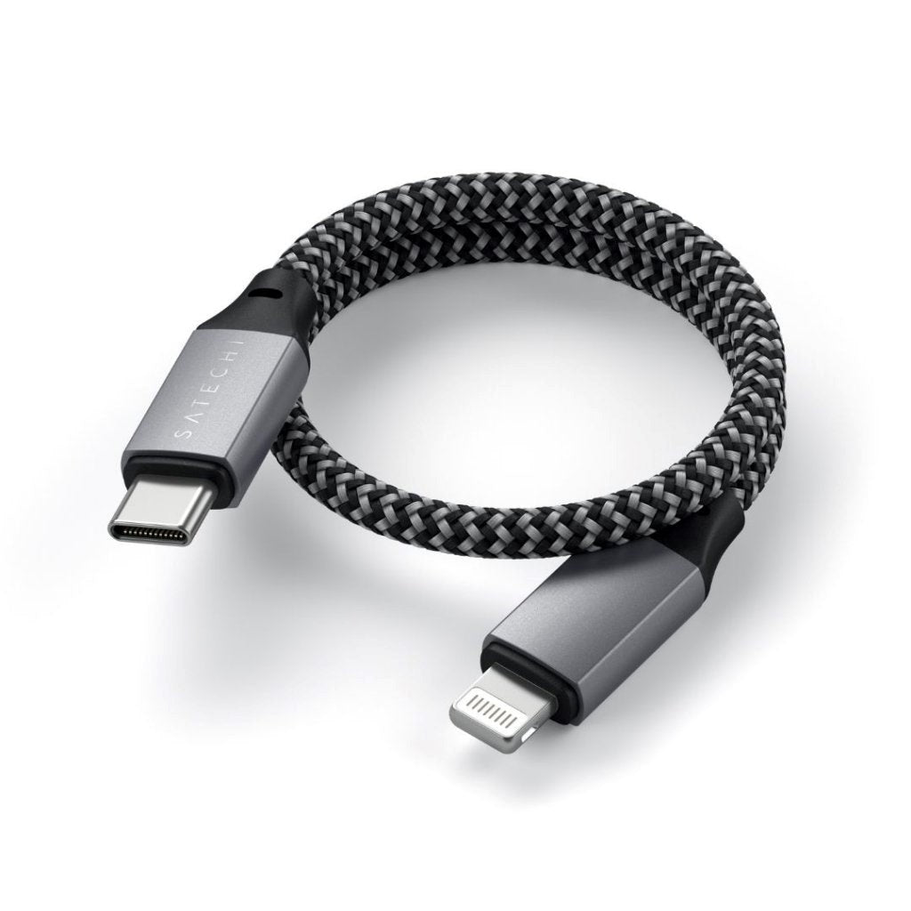 Satechi USB -C till Lightning Cable (PD) 60W - 25 cm. - Rymdgrå