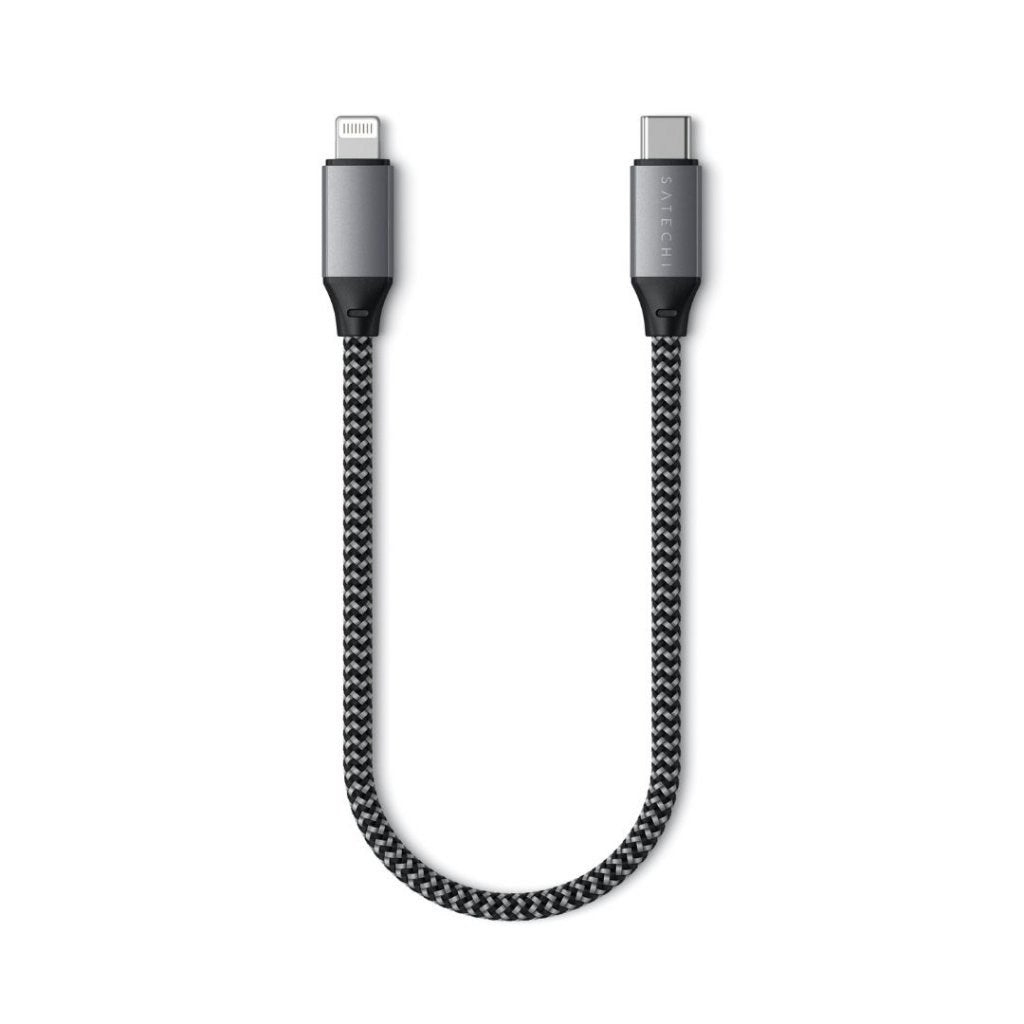 Satechi USB -C till Lightning Cable (PD) 60W - 25 cm. - Rymdgrå