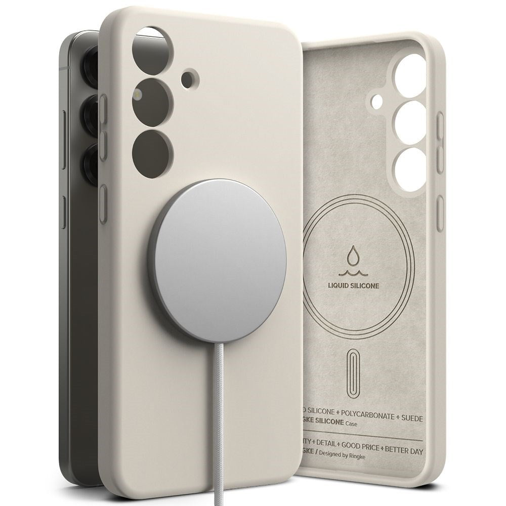 Ringke Samsung Galaxy S25+ (Plus) Silikon Magnetiskt MagSafe Skal - Greige