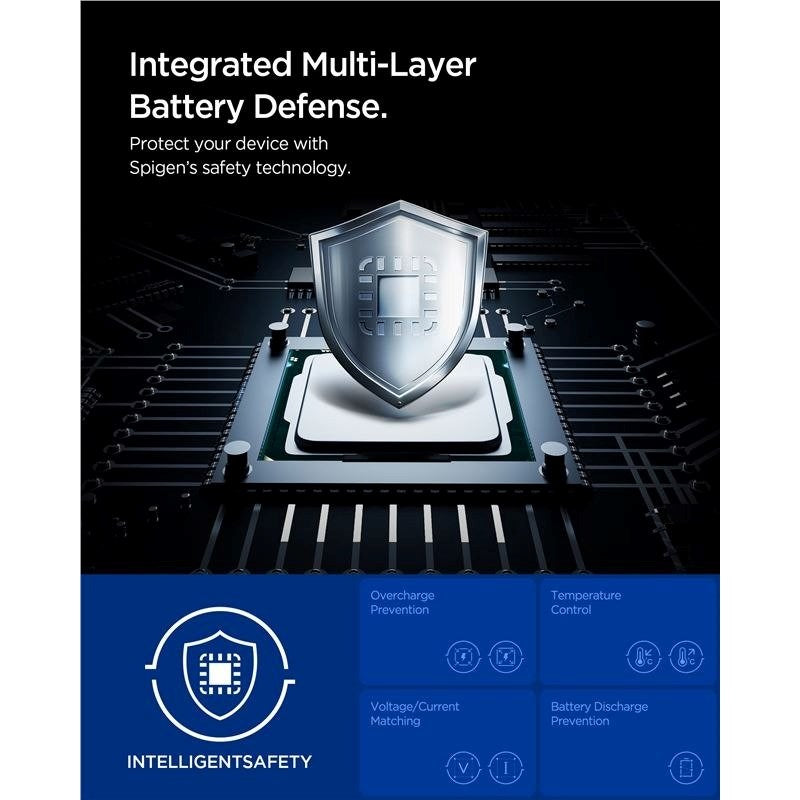 Spigen Essential 30.000mAh Powerbank med 2 x USB-C - 1 x USB-A - 30W - Grå