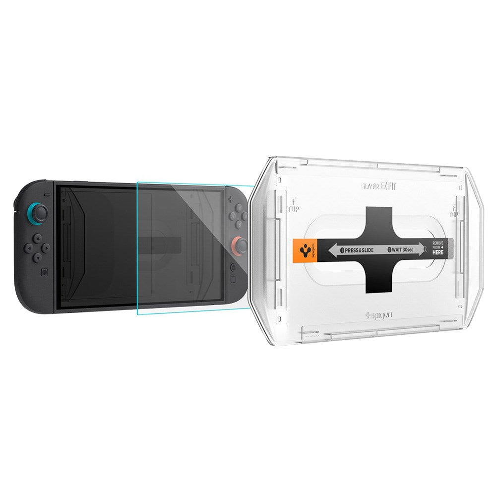 Nintendo Switch 2 Spigen Glass tR EZ Fit Skärmskyddsglas m. Installationsram - 2 st - Genomskinlig