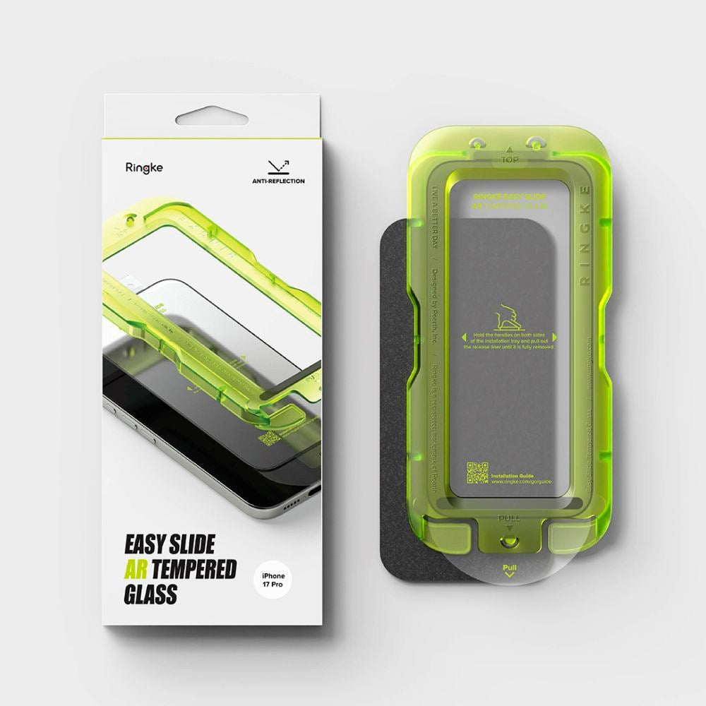 iPhone 17 Pro Ringke Easy Slide Antireflex Härdat Skärmskyddsglas m. Installationsram – Genomskinlig