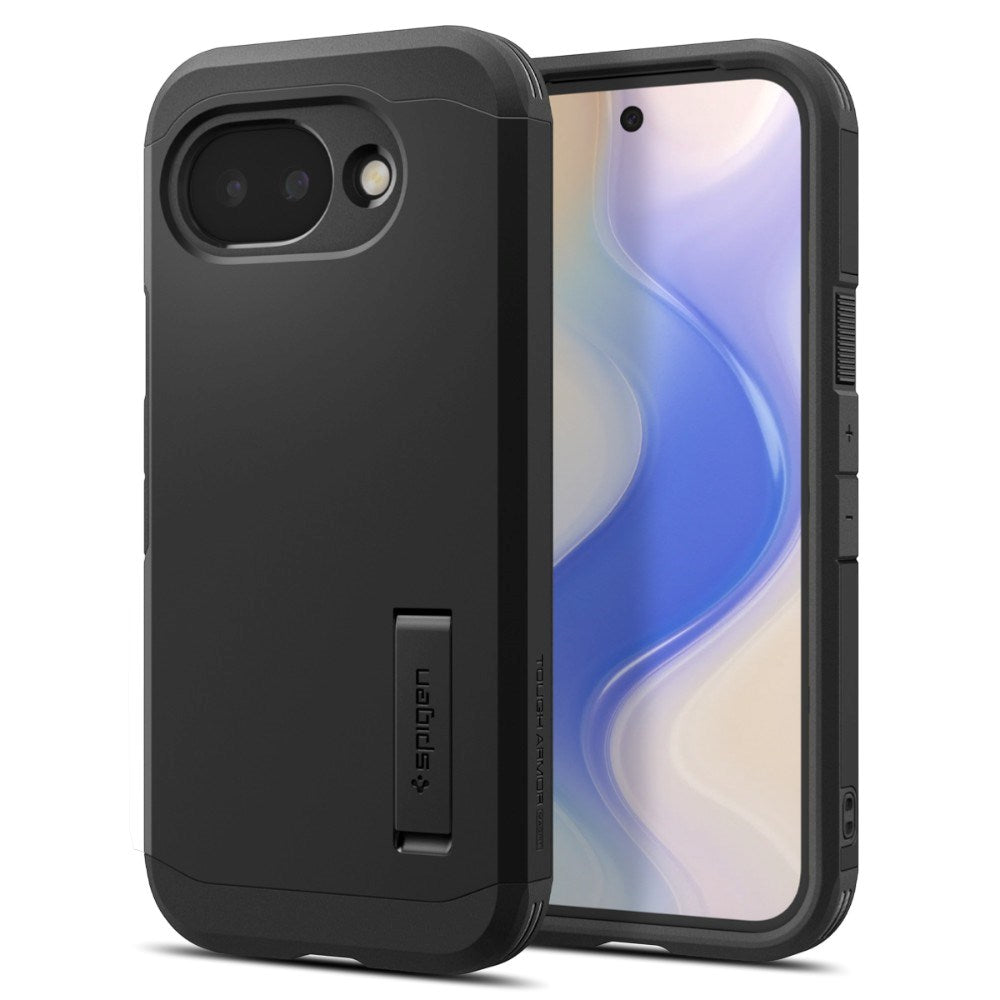 Google Pixel 10a Spigen Tough Armor Hybrid Skal m. Stativfunktion - MagSafe Kompatibel - Svart