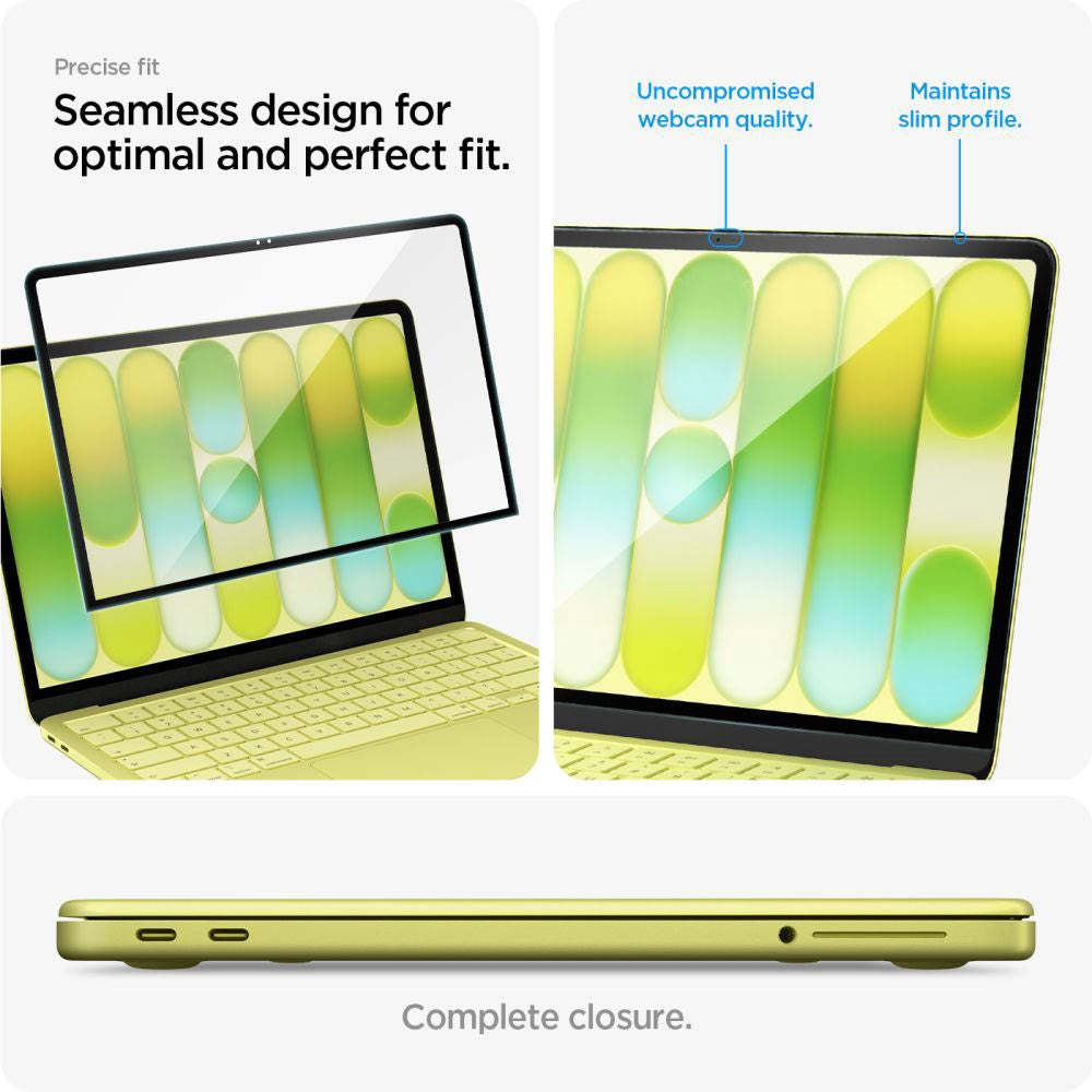 MacBook Neo 13 A18 Pro (2026) Spigen Glass tR Slim Härdat Skärmskyddsglas - Genomskinlig / Svart Kant