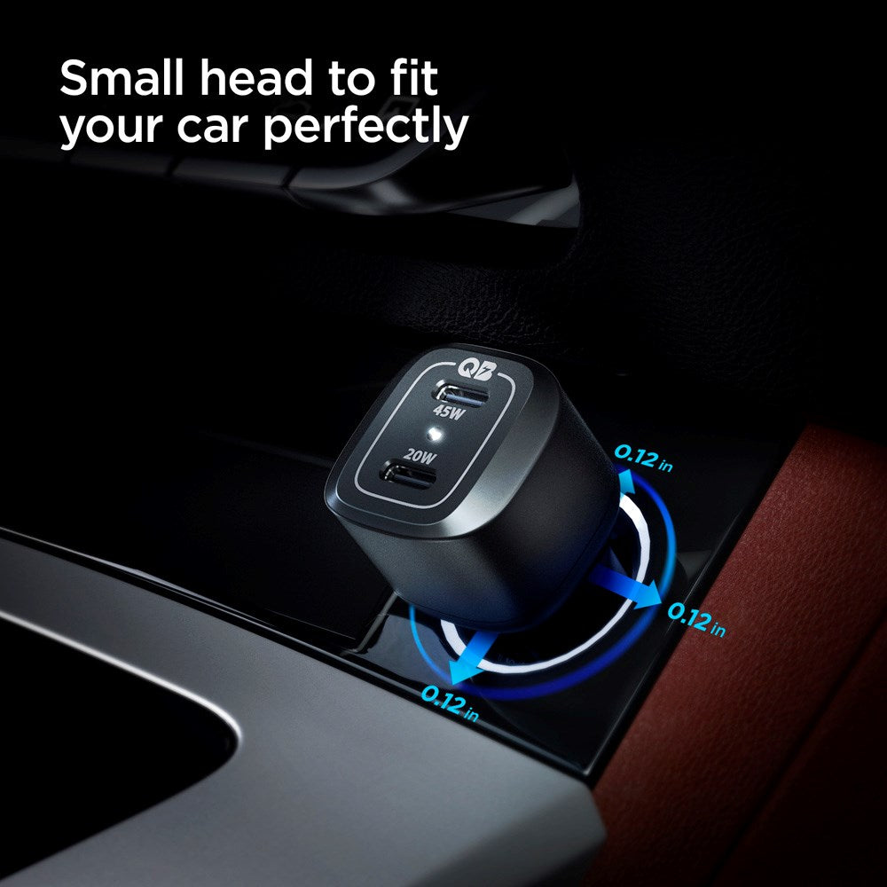 Spigen PowerArc ArcStation Billaddare PD 65W med 2 x USB-C - Svart