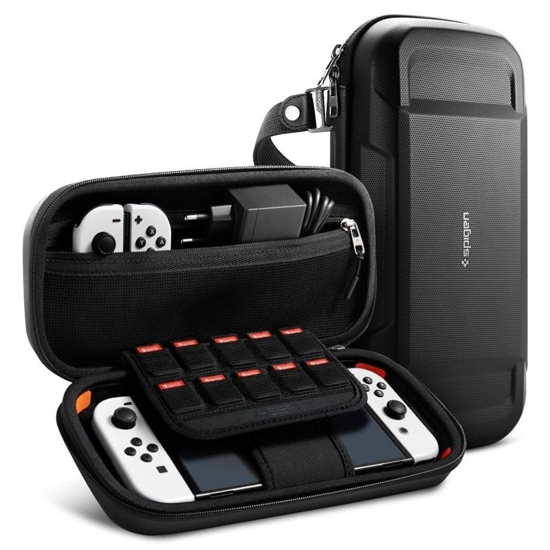 Spigen Travel Case för Nintendo Switch / OLED med Förvaring och Handledsrem - Svart