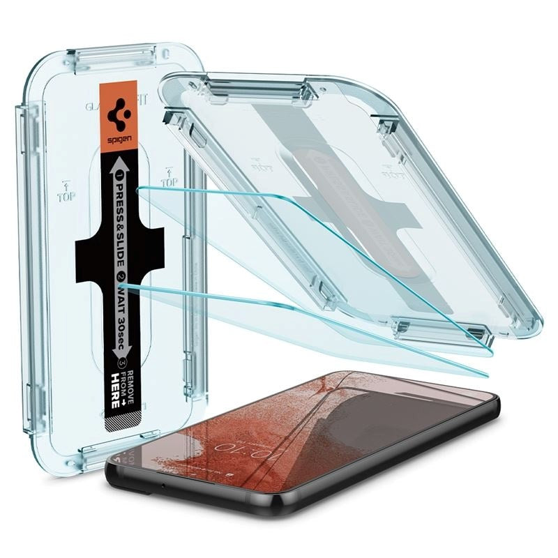 Samsung Galaxy S22 Spigen EZ Fit Glas.tR Skärmskydd 2. Stk - Case Friendly - Genomskinlig