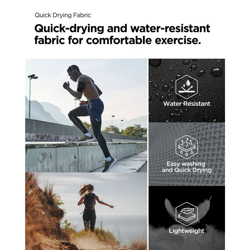 Spigen Vattenavvisande Dynamic Shield Löpararmband (Max. Mobil: 195 x 113mm) - Svart