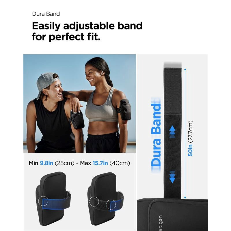 Spigen Vattenavvisande Dynamic Shield Löpararmband (Max. Mobil: 195 x 113mm) - Svart