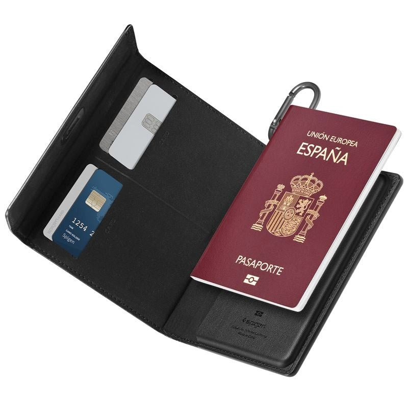 Spigen Universal Passport Fodral med Kort- och SIM-Kortförvaring - Svart