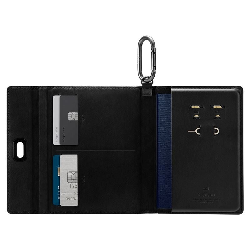 Spigen Universal Passport Fodral med Kort- och SIM-Kortförvaring - Svart